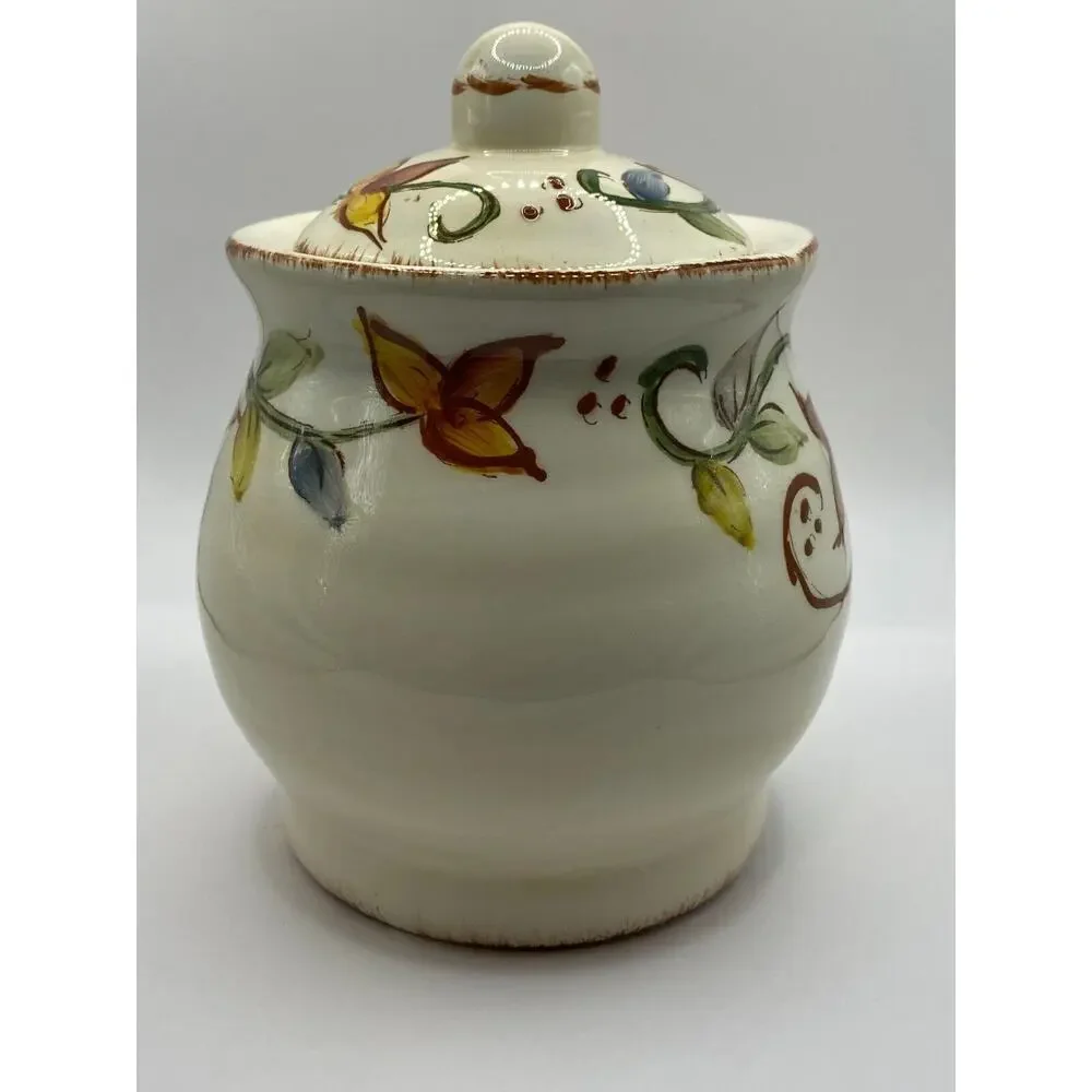 Maxcera Handcrafted In China Sugar Bowl And Creamer Leaf Vine